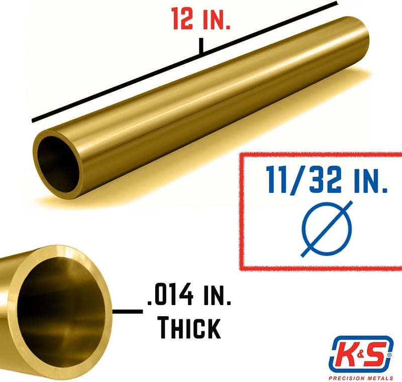 K & S Precision Metals K&S 8134 Round Brass Tube, 11/32" OD x 0.014" Wall x 12" Long - Precision Metal for Crafts and Model Building - Image 5